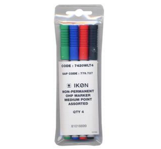 ValueX OHP Pen Non-Permanent Medium 0.7mm Line Assorted Colours (Pack 4) - 7420WLT4 - UK BUSINESS SUPPLIES
