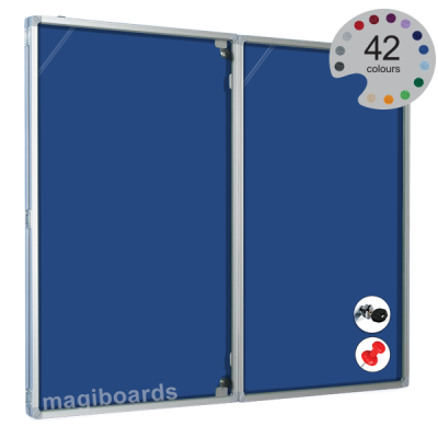 Magiboards Fire Retardant Blue Felt Lockable Noticeboard Display Case Portrait 900x1200mm - GF1A04PFRDBL - UK BUSINESS SUPPLIES