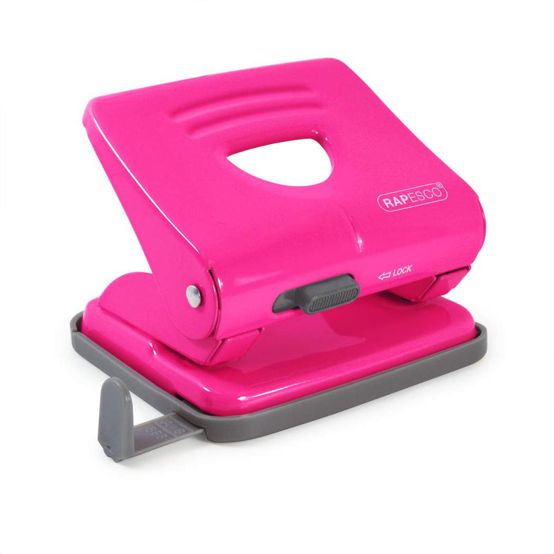 Rapesco 825 2 Hole Punch Metal 25 Sheet Hot Pink - 1360 - UK BUSINESS SUPPLIES