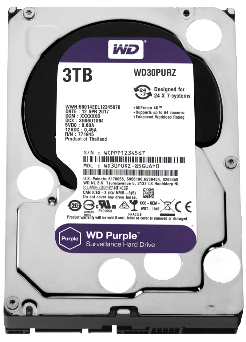 WD HDD Int 3TB Purple Sata 3.5 Inch HDD - UK BUSINESS SUPPLIES