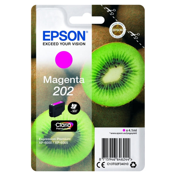 Epson 202 Kiwi Magenta Standard Capacity Ink Cartridge 4ml - C13T02F34010 - UK BUSINESS SUPPLIES
