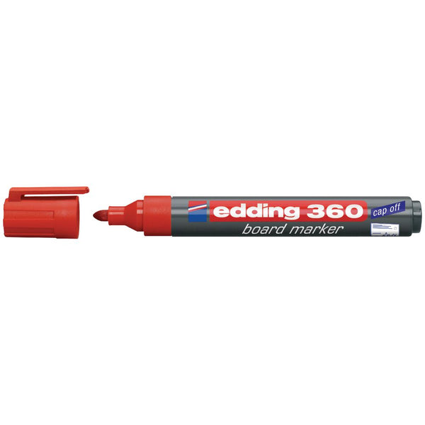 edding 360 Whiteboard Marker Bullet Tip 1.5-3mm Line Red (Pack 10) - 4-360002 - UK BUSINESS SUPPLIES