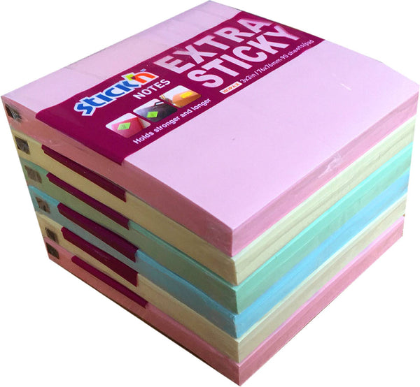 ValueX Extra Sticky Notes 76x76mm 90 Sheets Pastel Colours (Pack 6) 21659 - UK BUSINESS SUPPLIES