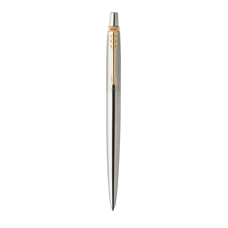 Parker Jotter Ballpoint Pen Stainless Steel/Gold Barrel Blue Ink - 1953206 - UK BUSINESS SUPPLIES