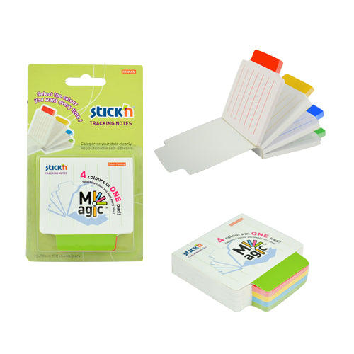 Stickn Magic Tracking Notes 70x70mm Ruled 100 Sheets White with Coloured Tab 21559 - UK BUSINESS SUPPLIES