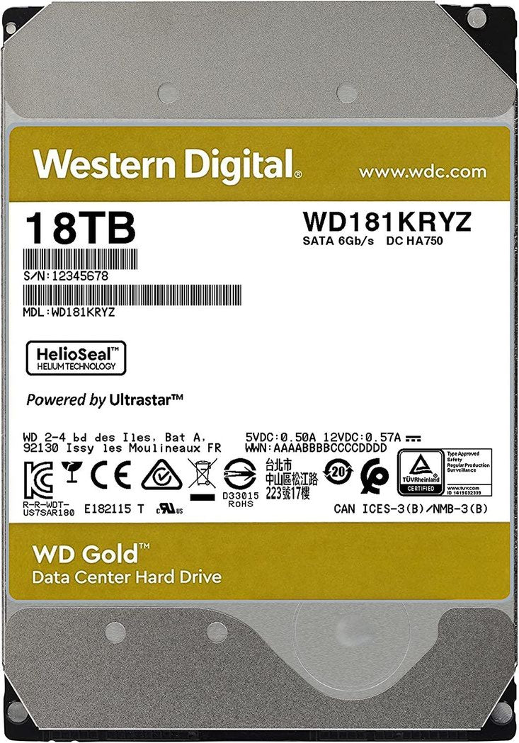 Western Digital Gold 3.5 Inch 18TB Serial ATA HDD - UK BUSINESS SUPPLIES