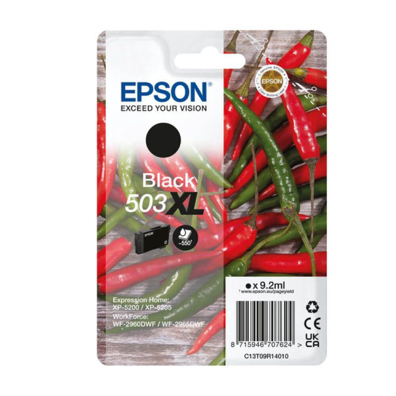 Epson Chillies 503 Black High Capacity Ink Cartridge 9.2ml - C13T09R14010 - UK BUSINESS SUPPLIES