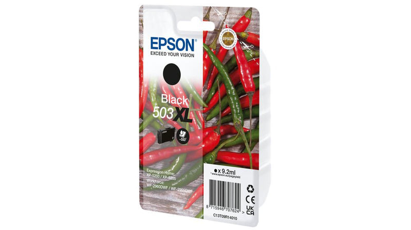 Epson Chillies 503 Black High Capacity Ink Cartridge 9.2ml - C13T09R14010 - UK BUSINESS SUPPLIES