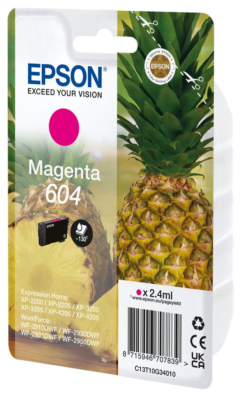 Epson Pineapple 604 Magenta Standard Capacity Ink Cartridge 2.4ml - C13T10G34010 - UK BUSINESS SUPPLIES