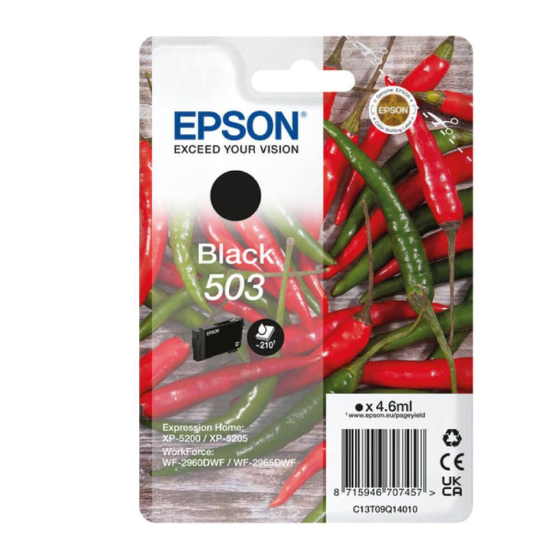 Epson Chillies 503 Black Standard Capacity Ink Cartridge 4.6ml - C13T09Q14010 - UK BUSINESS SUPPLIES