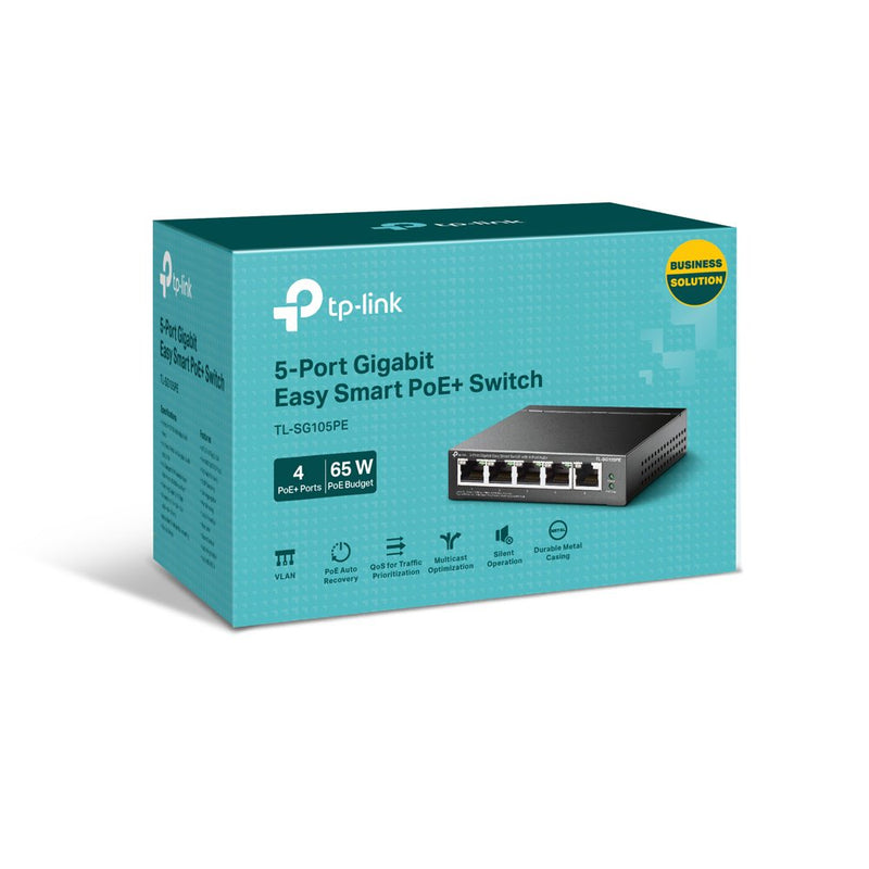 TP Link 5 Port Gigabit Easy Smart Switch with 4 PoE Plus Ports - UK BUSINESS SUPPLIES