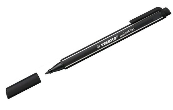 STABILO pointMax Nylon Tip Writing pen 0.4mm Line Black (Pack 10) 488/46 - UK BUSINESS SUPPLIES