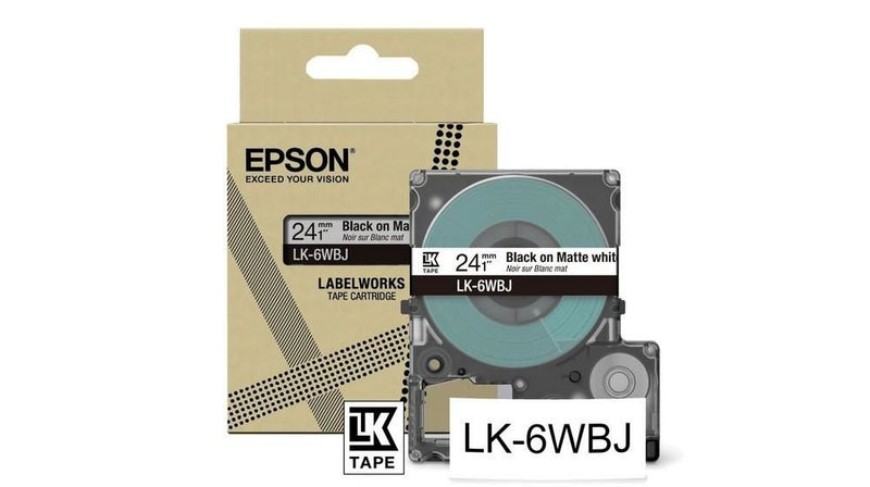 Epson LK-6WBJ Black on Matte WhiteTape Cartridge 24mm - C53S672064 - UK BUSINESS SUPPLIES