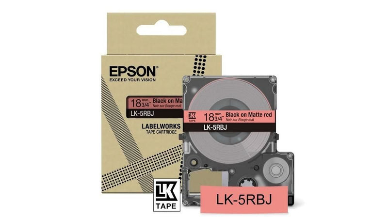 Epson LK-5RBJ Black on Matte Red Tape Cartridge 18mm - C53S672072 - UK BUSINESS SUPPLIES