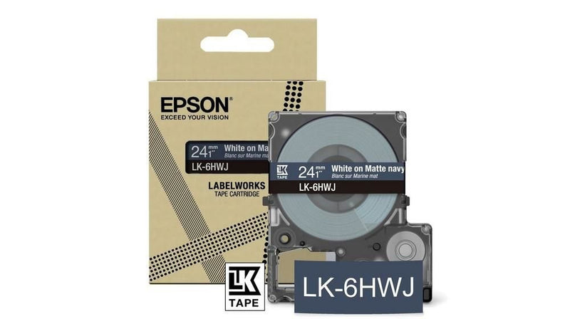 Epson LK-6HWJ White on Matte Navy Tape Cartridge 24mm - C53S672086 - UK BUSINESS SUPPLIES