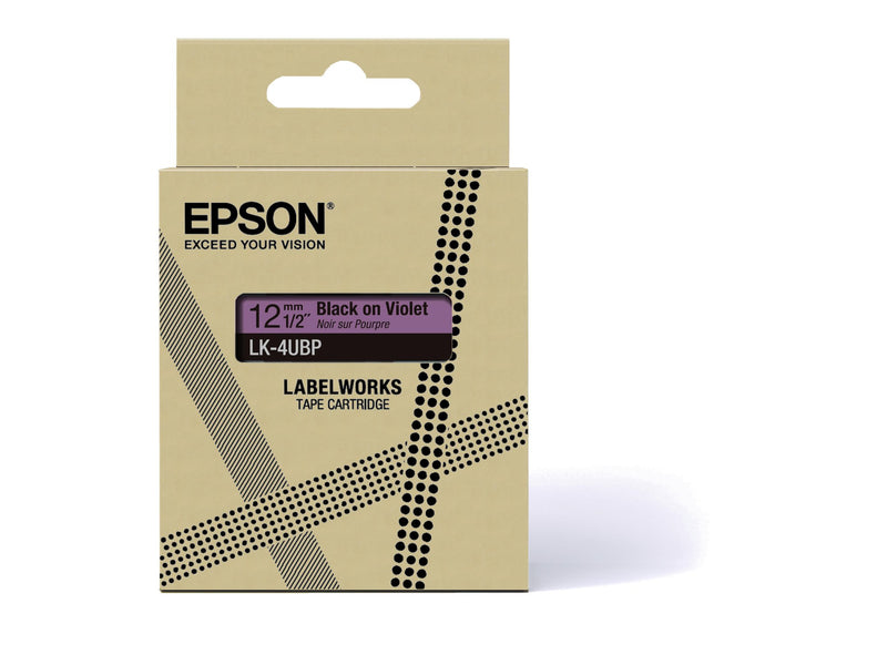 Epson LK-4UBP Black on Purple Tape Cartridge 12mm - C53S672101 - UK BUSINESS SUPPLIES