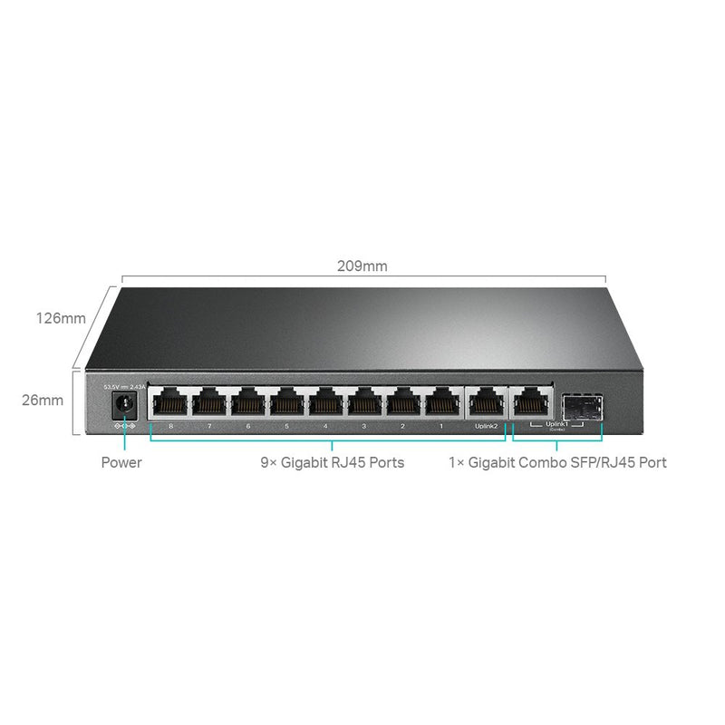 TP-Link 10-Port Gigabit Easy Smart Switch with 8-Port PoE Plus - UK BUSINESS SUPPLIES