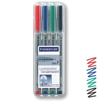 Staedtler Lumocolor OHP Pen Non-Permanent Fine 0.6mm Line Assorted Colours (Pack 4) - 316WP4 - UK BUSINESS SUPPLIES