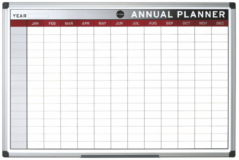 Bi-Office Annual Magnetic Whiteboard Planner Aluminium Frame 900x600mm - GA0337170 - UK BUSINESS SUPPLIES