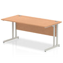 Impulse 1600 x 800mm Straight Desk Oak Top Silver Cantilever Leg I000808 - UK BUSINESS SUPPLIES