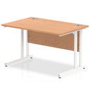 Impulse 1200 x 800mm Straight Desk Oak Top White Cantilever Leg MI002643 - UK BUSINESS SUPPLIES