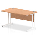 Impulse 1400 x 800mm Straight Desk Oak Top White Cantilever Leg MI002644 - UK BUSINESS SUPPLIES