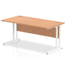 Impulse 1600 x 800mm Straight Desk Oak Top White Cantilever Leg MI002645 - UK BUSINESS SUPPLIES