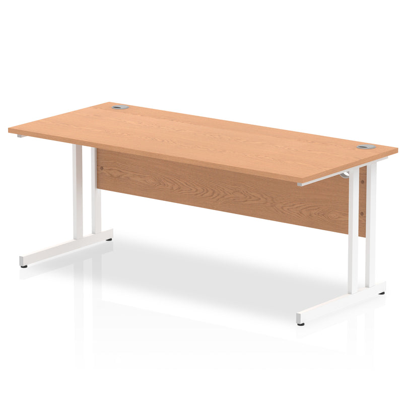 Impulse 1800 x 800mm Straight Desk Oak Top White Cantilever Leg MI002646 - UK BUSINESS SUPPLIES