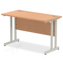 Impulse 1200 x 600mm Straight Desk Oak Top Silver Cantilever Leg MI002648 - UK BUSINESS SUPPLIES