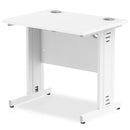 Impulse 800 x 600mm Straight Desk White Top White Cable Managed Leg MI002898 - UK BUSINESS SUPPLIES