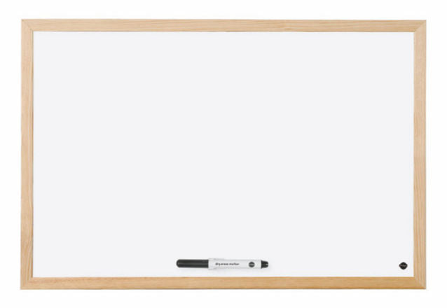 Bi-Office Non Magnetic Melamine Whiteboard Pine Wood Frame 400x300mm - MP01001010 - UK BUSINESS SUPPLIES