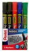 Pentel N860 Permanent Marker Chisel Tip 1.8 - 4.5mm Line Assorted (Pack 5) YN860/5-M - UK BUSINESS SUPPLIES