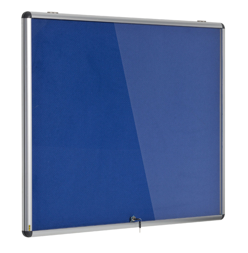 Bi-Office Fire Retardant Blue Felt Lockable Noticeboard Display Case 8 x A4 924x653mm - ST350101150 - UK BUSINESS SUPPLIES