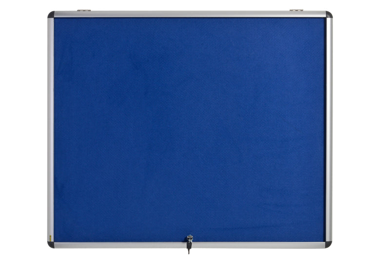 Bi-Office Enclore Blue Felt Lockable Noticeboard Display Case 6 x A4 700x653mm - VT340107150 - UK BUSINESS SUPPLIES