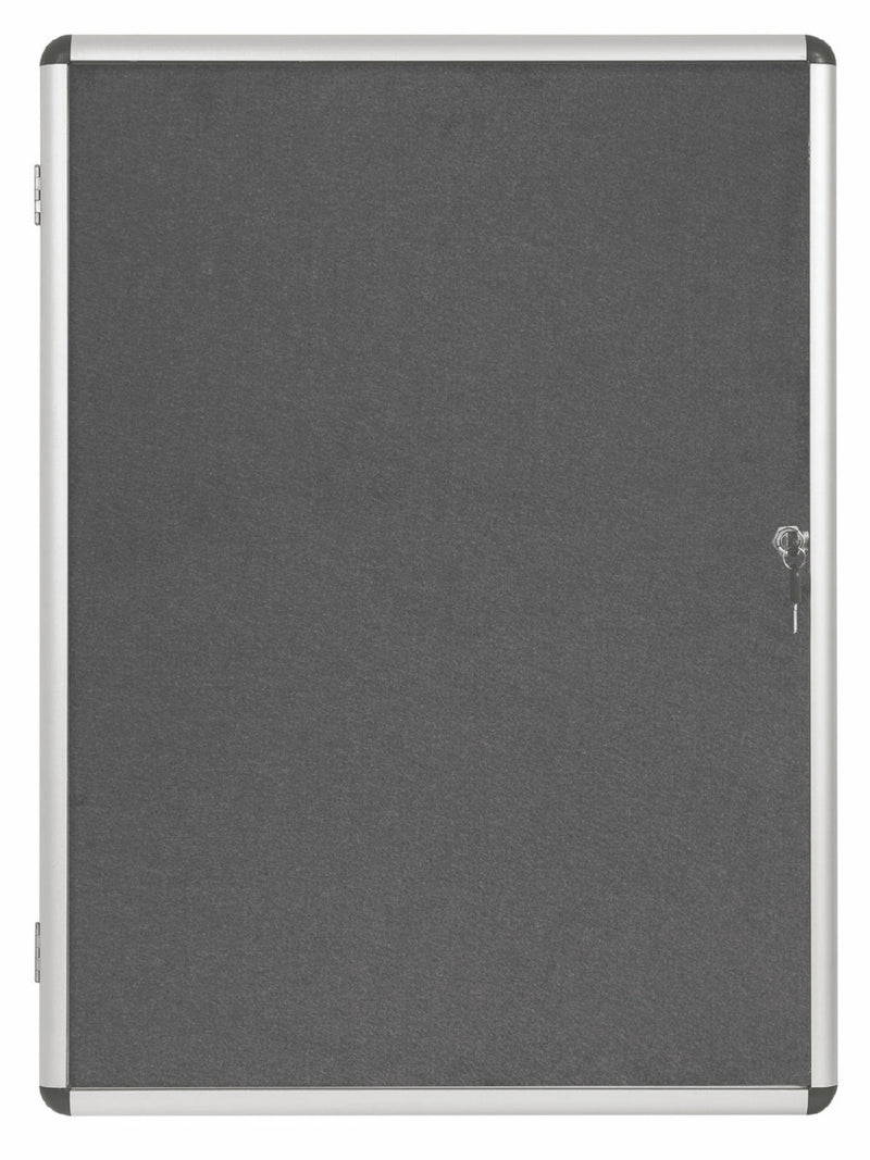 Bi-Office Enclore Grey Felt Lockable Noticeboard Display Case 9 x A4 720x981mm - VT630103150 - UK BUSINESS SUPPLIES