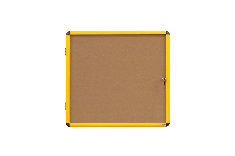 Bi-Office Ultrabrite Cork Noticeboard Display Case Lockable Yellow Aluminium Frame 9 x A4 - VT6301611511 - UK BUSINESS SUPPLIES