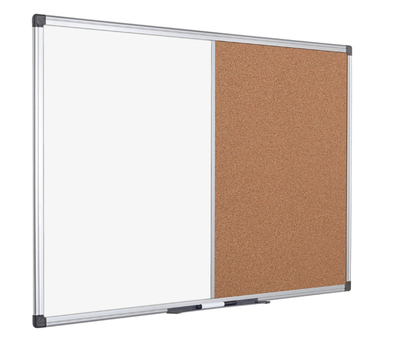 Bi-Office Maya Combination Board Cork/Non Magnetic Whiteboard Aluminium Frame 600x900mm - XA0302170 - UK BUSINESS SUPPLIES