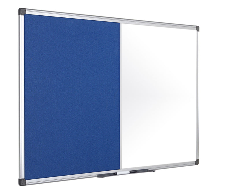 Bi-Office Maya Combination Board Blue Felt/Magnetic Whiteboard Aluminium Frame 900x600mm - XA0322170 - UK BUSINESS SUPPLIES