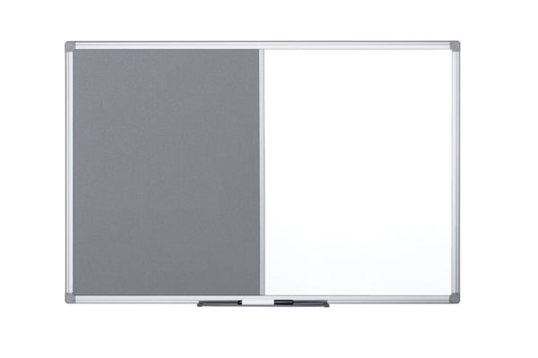 Bi-Office Maya Combination Board Grey Felt/Magnetic Whiteboard Aluminium Frame 900x600mm - XA0328170 - UK BUSINESS SUPPLIES