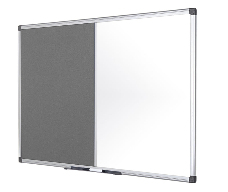 Bi-Office Maya Combination Board Grey Felt/Magnetic Whiteboard Aluminium Frame 900x600mm - XA0328170 - UK BUSINESS SUPPLIES