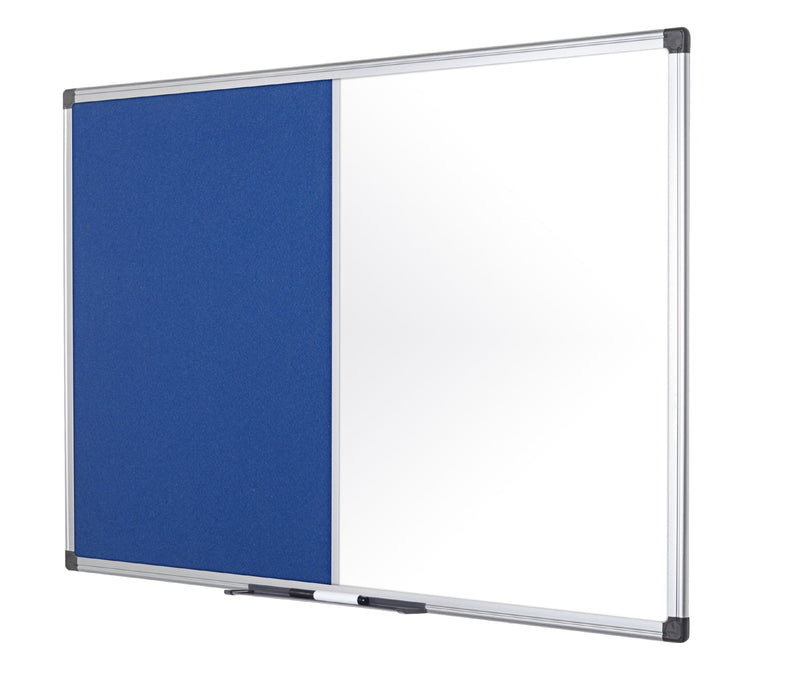 Bi-Office Maya Combination Board Blue Felt/Magnetic Whiteboard Aluminium Frame 1200x900mm - XA0522170 - UK BUSINESS SUPPLIES