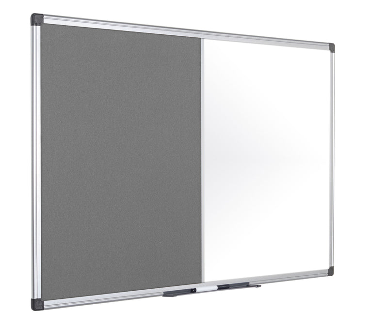 Bi-Office Maya Combination Board Grey Felt/Magnetic Whiteboard Aluminium Frame 1800x1200mm - XA2728170 - UK BUSINESS SUPPLIES